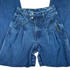 Rocky Mountain High Waisted Blue Denim Jeans 90s western punchy pleated cowgirl